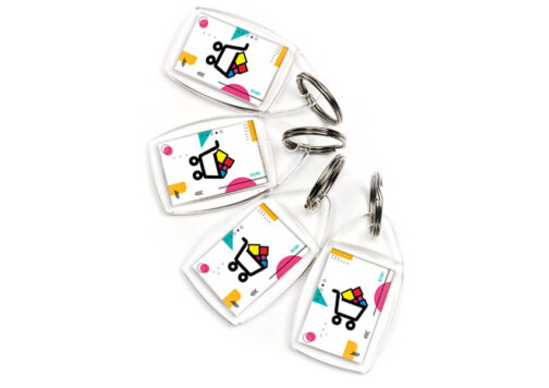 Prostokątny brelok akrylowy z nadrukiem